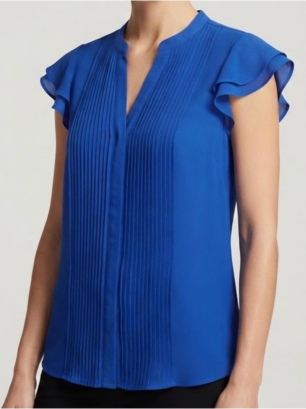 Simply Styled Sears Women’s M Royal Blue Pleated Flutter Sleeve Blouse